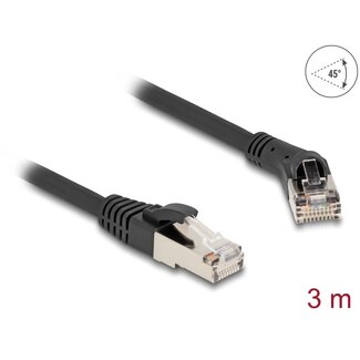 DeLOCK Delock RJ45 Network Cable Cat.8.1 S/FTP plug 45° right angled to plug straight up to 40 Gbps 3 m black
