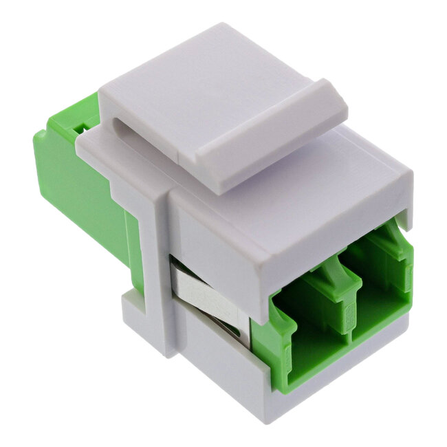 InLine® Fiber optical Keystone Snap-in adaptor white, duplex LC/LC, SM, ceramic sleeve, green