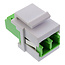 InLine® Fiber optical Keystone Snap-in adaptor white, duplex LC/LC, SM, ceramic sleeve, green