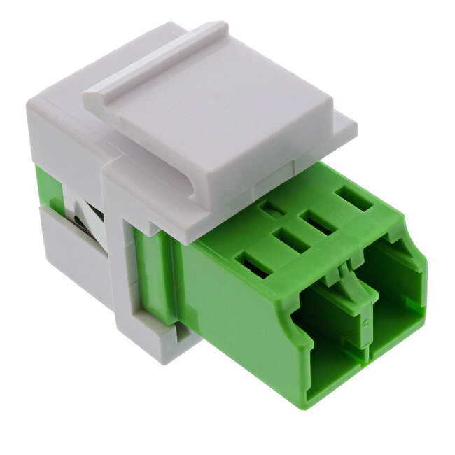 InLine® Fiber optical Keystone Snap-in adaptor white, duplex LC/LC, SM, ceramic sleeve, green