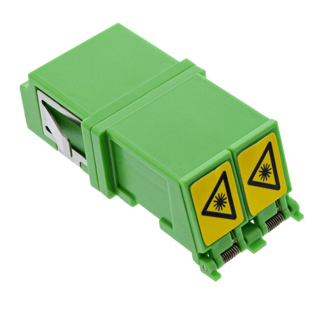 InLine® Fiber Optical Adapter Duplex LC/LC SM Ceramic Sleeve green external shutter