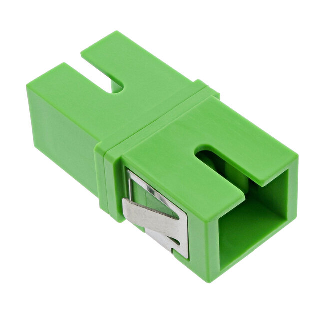 InLine® Fibre optic adapter, simplex SC/SC, singlemode, ceramic sleeve, with internal shutter, green