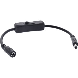 InLine® InLine® DC cable with Switch, DC plug male/female 5,5x2,50mm, AWG 18, black, 0.20m