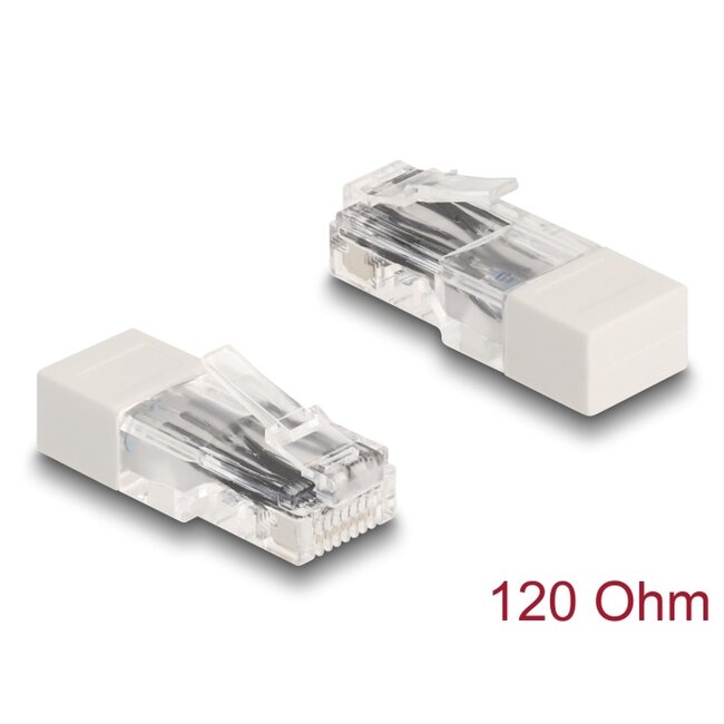 Delock RJ45 plug with terminating resistor 120 Ohm white