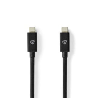 Nedis USB-Kabel | USB 4.0 Gen 3x2 | USB-C™ Male | USB-C™ Male | 240 W | 8K@60Hz | 40 Gbps | Vernikkeld | 1.00 m | Rond | PVC | Zwart | Label