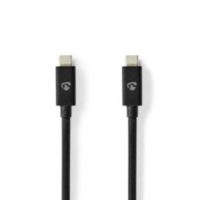 USB-Kabel | USB 4.0 Gen 3x2 | USB-C™ Male | USB-C™ Male | 240 W | 8K@60Hz | 40 Gbps | Vernikkeld | 1.00 m | Rond | PVC | Zwart | Label