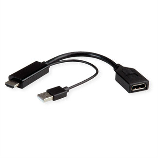 Roline ROLINE 4K HDMI/DisplayPort Adapter, v1.2, HDMI Male - DP Female, Actief