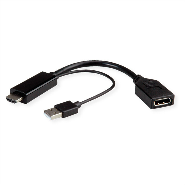 ROLINE 4K HDMI/DisplayPort Adapter, v1.2, HDMI Male - DP Female, Actief