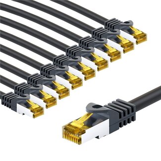 Goobay Goobay RJ45 Patch Cord CAT 6A S/FTP (PiMF), 500 MHz, with CAT 7 Raw Cable, 5 m, black, Set of 10