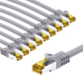 Goobay Goobay RJ45 Patch Cord CAT 6A S/FTP (PiMF), 500 MHz, with CAT 7 Raw Cable, 1 m, grey, Set of 10