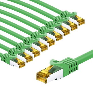 Goobay Goobay RJ45 Patch Cord CAT 6A S/FTP (PiMF), 500 MHz, with CAT 7 Raw Cable, 3 m, green, Set of 10