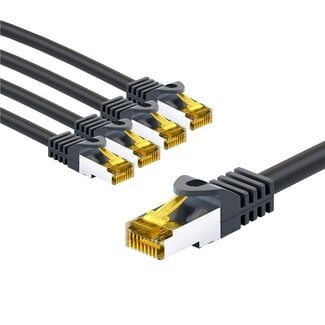 Goobay Goobay RJ45 Patch Cord CAT 6A S/FTP (PiMF), 500 MHz, with CAT 7 Raw Cable, 5 m, black, Set of 5