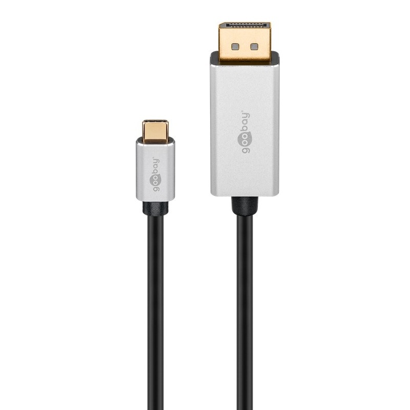 Goobay 60176 video kabel adapter 2 m USB Type-C DisplayPort Zwart, Zilver
