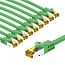 Goobay RJ45 Patch Cord CAT 6A S/FTP (PiMF), 500 MHz, with CAT 7 Raw Cable, 2 m, green, Set of 10