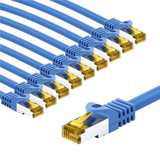 Goobay Goobay RJ45 Patch Cord CAT 6A S/FTP (PiMF), 500 MHz, with CAT 7 Raw Cable, 1 m, blue, Set of 10