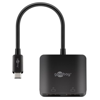 Goobay USB-C naar 2x DisplayPort 4K 60Hz adapter | zwart | 0,15 meter