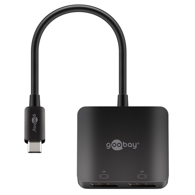 USB-C naar 2x DisplayPort 4K 60Hz adapter | zwart | 0,15 meter