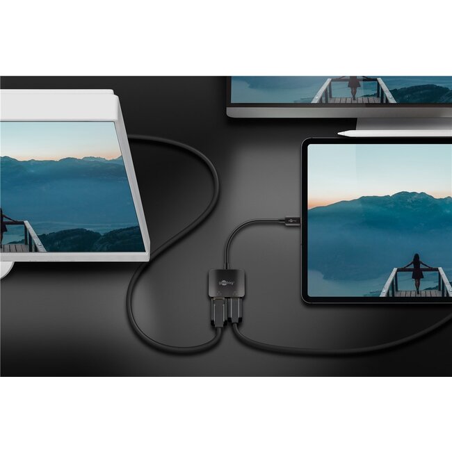 USB-C naar DisplayPort en HDMI 4K 60Hz adapter | zwart | 0,15 meter