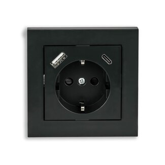 Kabelmeister Kabelmeister inbouwstopcontact | USB-A QC + USB-C PD | zwart