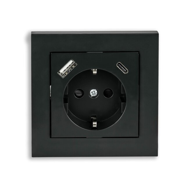 Kabelmeister inbouwstopcontact | USB-A QC + USB-C PD | zwart