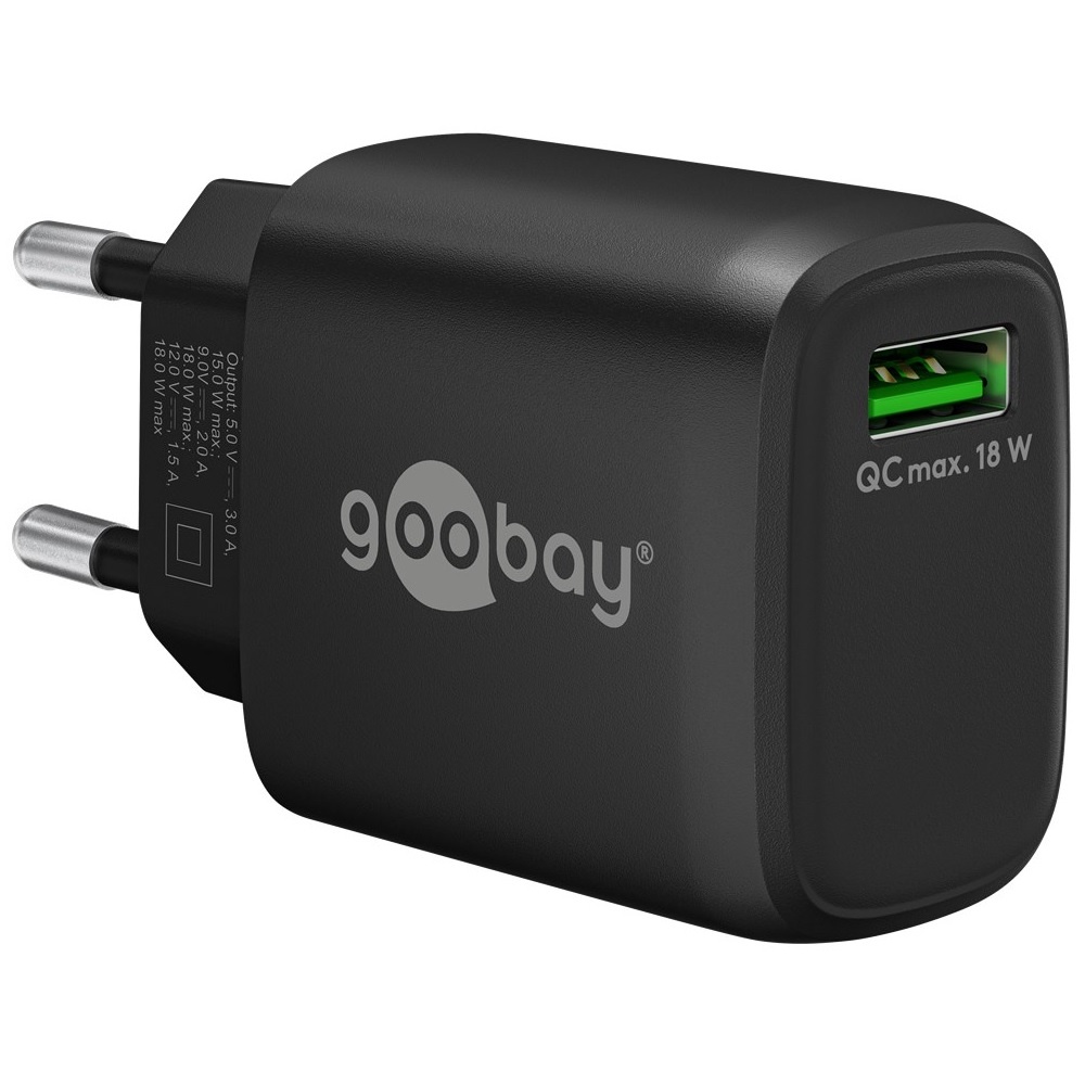 USB Voedingsadapter 18W - QC 3.0 - Geschikt voor Samsung, Apple, Huawei e.d. - Zwart