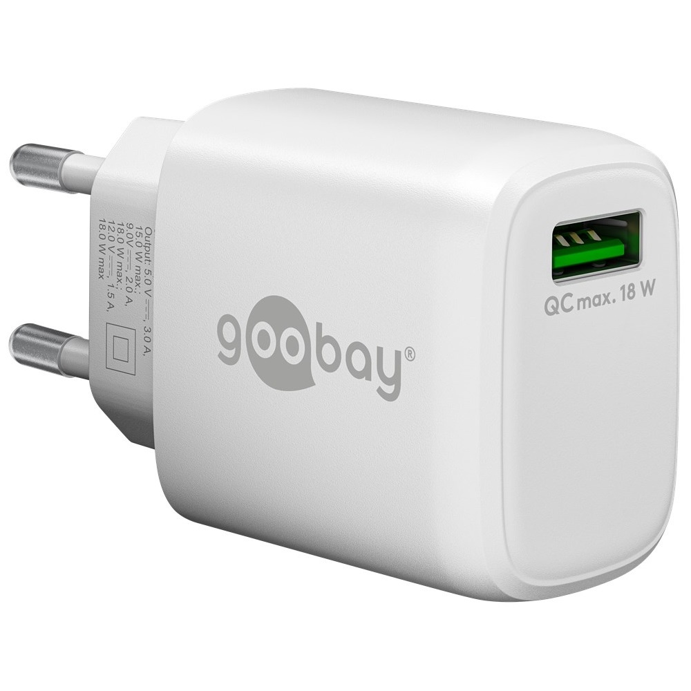 USB Voedingsadapter 18W - QC 3.0 - Geschikt voor Samsung, Apple, Huawei e.d. - Wit