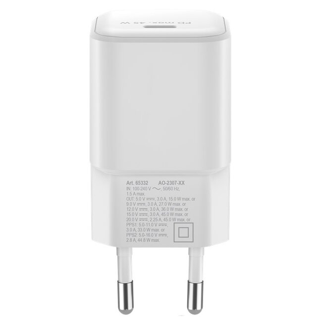 Goobay thuislader met 1 USB-C PD poort | GaN | 45W | wit