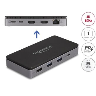 DeLOCK Delock USB Type-C™ Docking Station 4K - Dual HDMI MST / USB / Gibabit LAN / PD 3.0 85 W