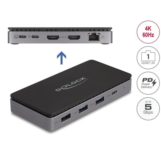 Delock USB Type-C™ Docking Station 4K - Dual HDMI MST / USB / Gibabit LAN / PD 3.0 85 W