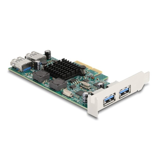 Delock PCI Express x4 Card to 2 x external USB 5 Gbps Type-A + 2 x internal USB 5 Gbps Type-A Dual Channel - Low Profile Form Factor