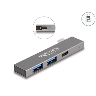 DeLOCK Delock 3 Port Slim USB Hub with USB Type-C™ to 1 x USB 5 Gbps USB Type-C™ + 2 x USB 5 Gbps Type-A