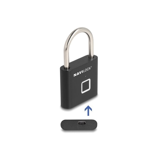 Navilock Padlock with fingerprint 75 x 45 x 13 mm black