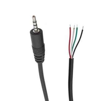 Universal 2,5mm Jack (m) 4-polig - open eind audiokabel | zwart | 0,25 meter