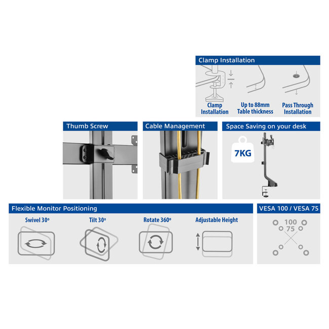 ACT Business bureaubeugel voor 2 monitoren tot 27 inch | full motion met crossbar