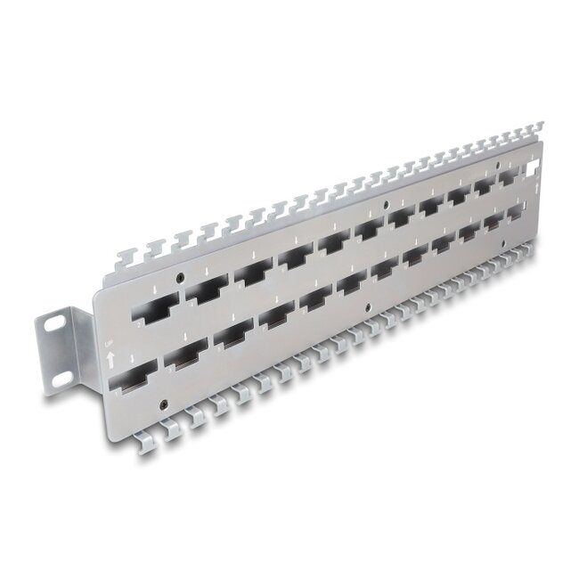 Delock 19″ Cable support rail for network cable connectors with LSA connection 24 port metal