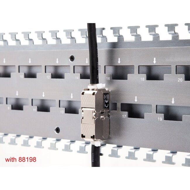 Delock 19″ Cable support rail for network cable connectors with LSA connection 24 port metal