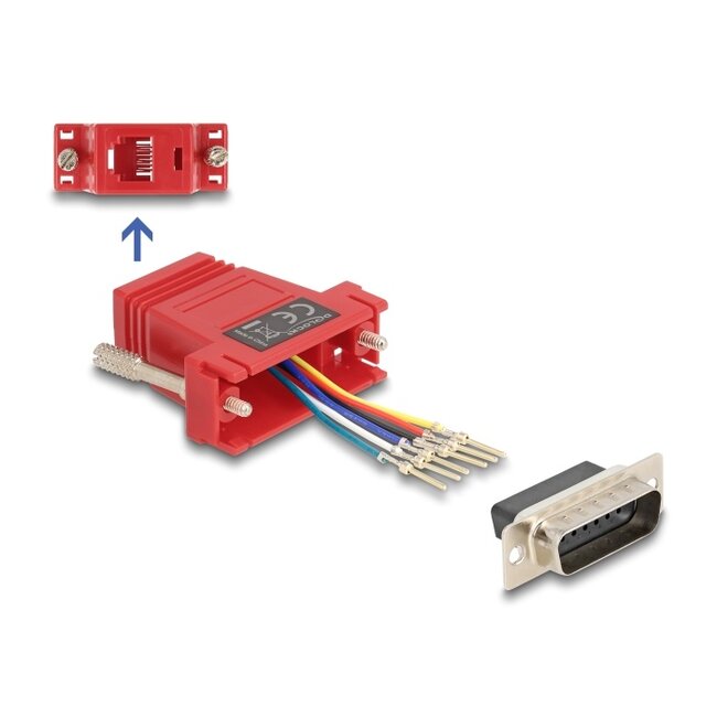 Delock D-Sub 15 pin male to RJ12 female Assembly Kit red
