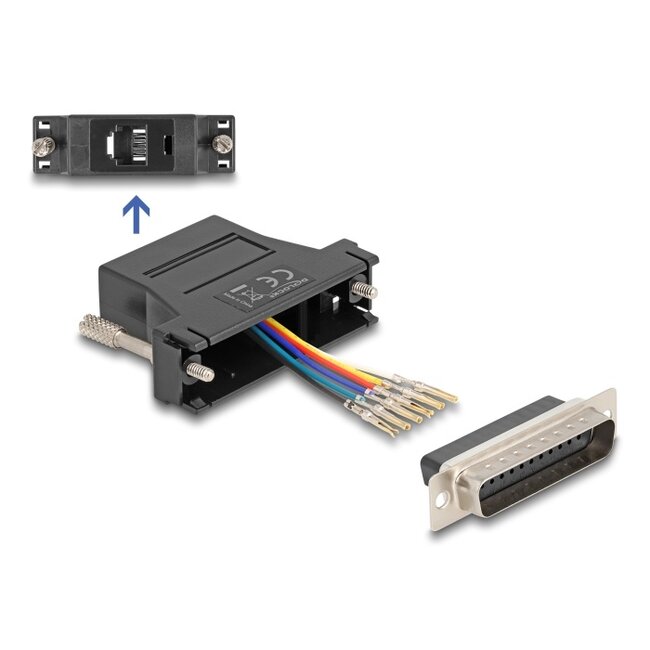 Delock D-Sub 25 pin male to RJ12 female Assembly Kit black