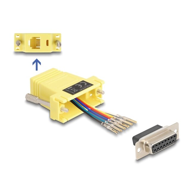 Delock D-Sub 15 pin female to RJ12 female Assembly Kit yellow