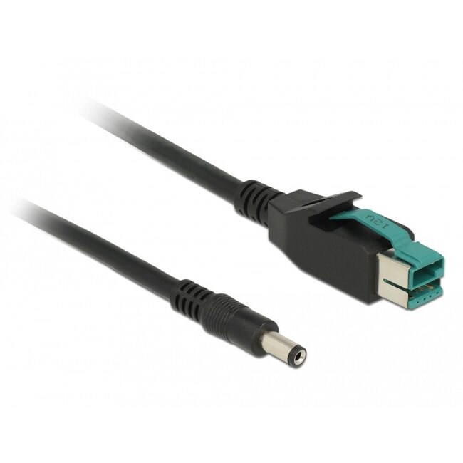 Delock PoweredUSB cable male 12 V > DC 5.5 x 2.1 mm male 4 m for POS printers and terminals