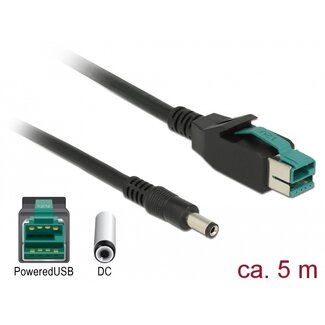 DeLOCK Delock PoweredUSB cable male 12 V > DC 5.5 x 2.1 mm male 5 m for POS printers and terminals