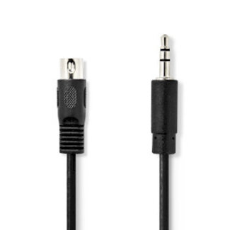 Nedis DIN-Audiokabel | DIN 5-Pins Male | 3,5 mm Male | Vernikkeld | 1.00 m | Rond | PVC | Zwart | Label