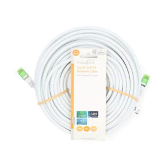 Cat 8.1 Netwerkkabel | S/FTP | RJ45 Male | RJ45 Male | 20.0 m | Rond | LSZH | Wit | Label