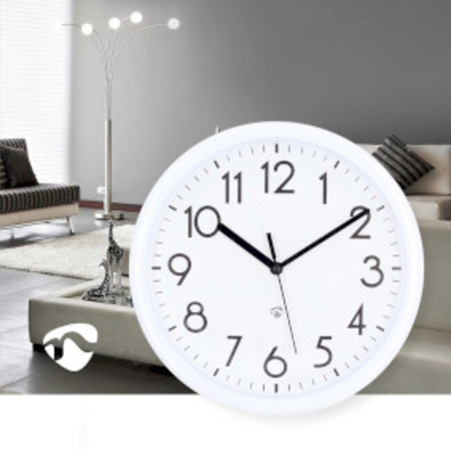 Wandklok | Diameter: 220 mm | Kunststof | Wit