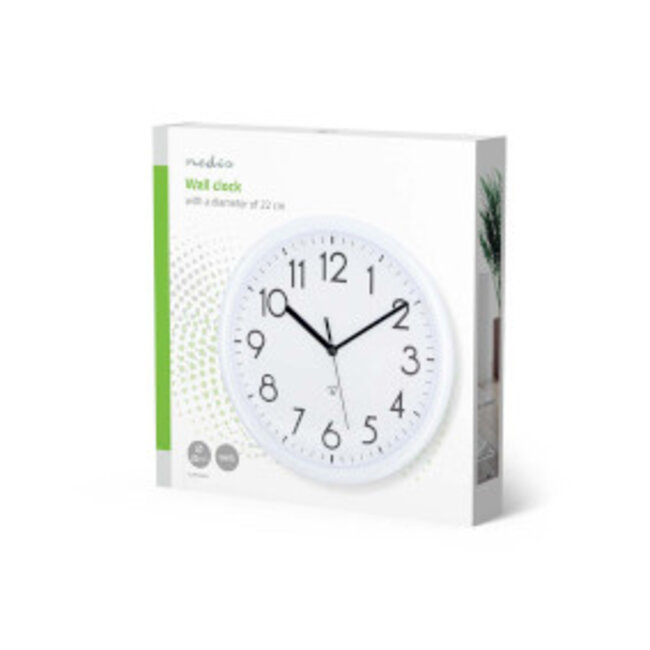 Wandklok | Diameter: 220 mm | Kunststof | Wit