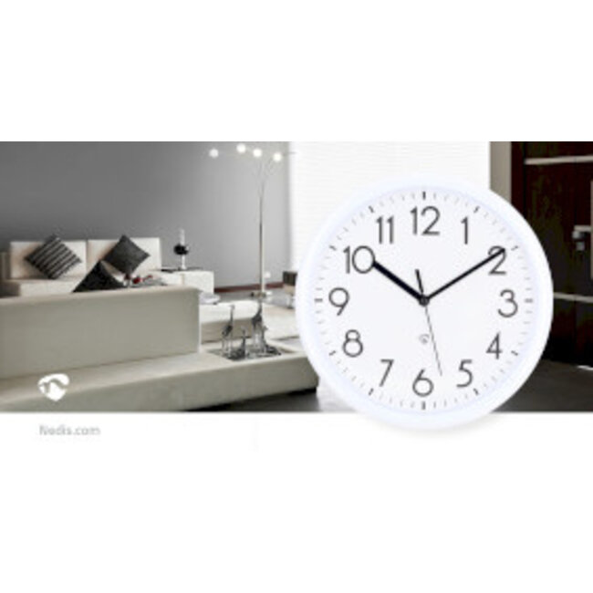 Wandklok | Diameter: 220 mm | Kunststof | Wit