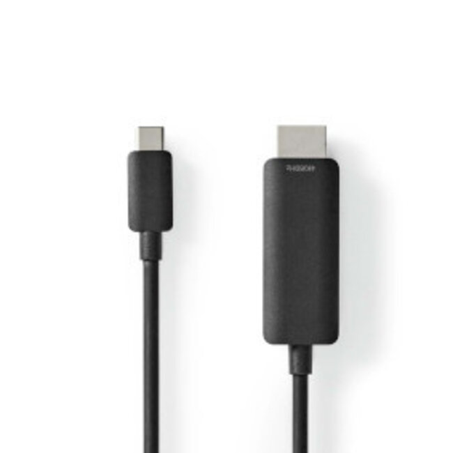 USB-C™ Adapter | USB 3.2 Gen 1 | USB-C™ Male | HDMI™ Connector | 4K@60Hz | 1.00 m | Rond | Vernikkeld | PVC | Zwart | Label