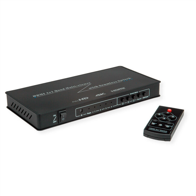 ROLINE HDMI 4x1 QUAD Multi-Viewer Switch, naadloos schakelen