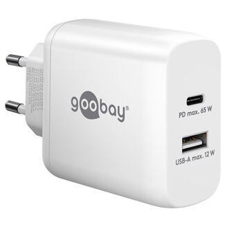 Goobay Goobay thuislader met 1x USB-C PD en 1x USB-A | GaN | 65W | wit