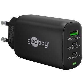 Goobay Goobay thuislader met 2x USB-C PD en 1x USB-A QC | GaN | 65W | zwart